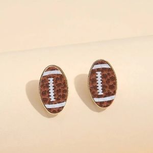 🏈 Awesome Leopard Print Football Rugby Stud Earrings 🏉
